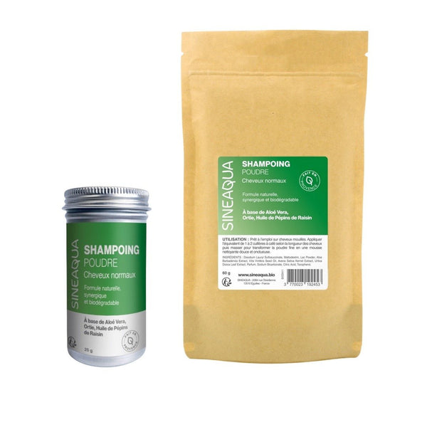 Shampoing Naturel en Poudre, Cheveux Normaux (Flacon) - Sineaqua
